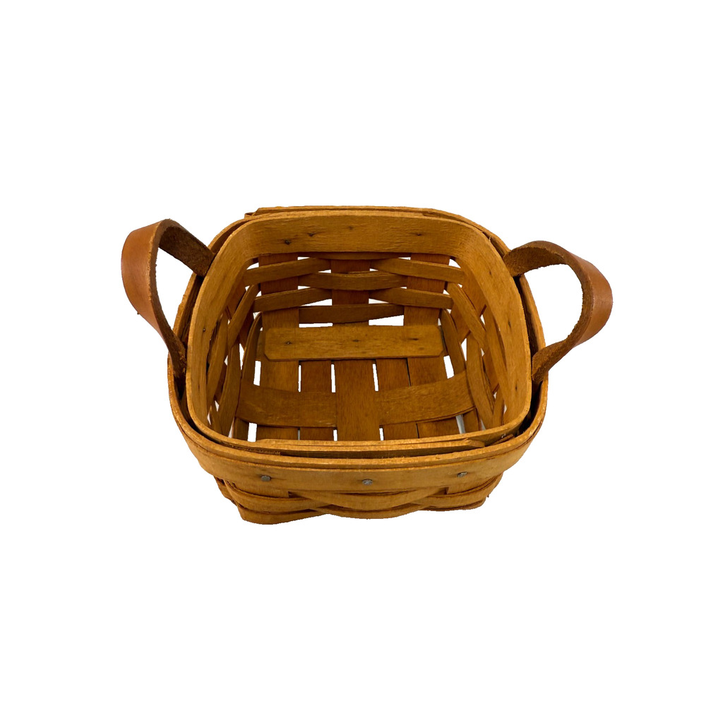 1994 Longaberger Sweet Basil Basket w/Striped Liner 5"L x 5"W x 2.5"H - Picture 2 of 3